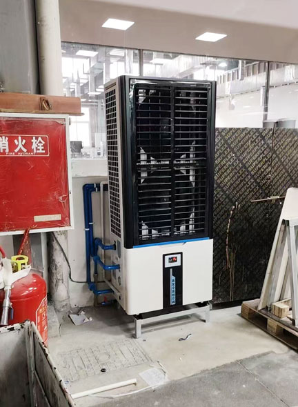 注塑廠房車(chē)間安裝蒸發(fā)冷省電空調(diào)-立式軸流雙風(fēng)口，制冷降溫